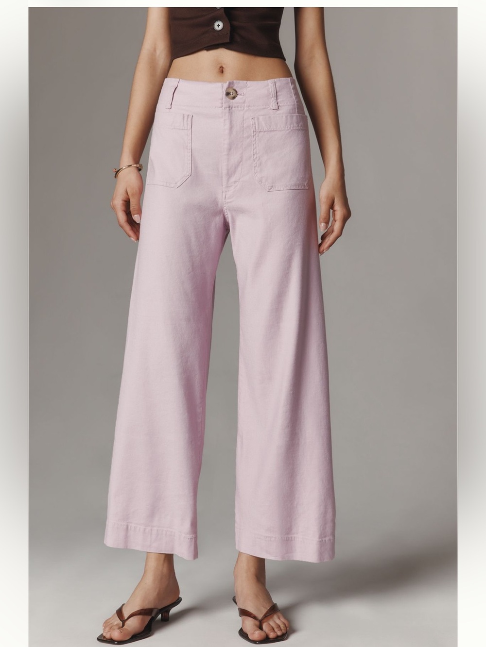 Anthropologie’s Maeve The Colette Soft Pink Wide-Leg Cropped Pants - Picture 2 of 11
